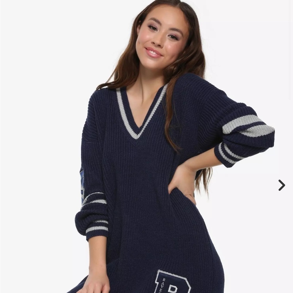 Harry Potter Ravenclaw Sweater Dress Women’s Size XS Navy Blue Gray Preppy